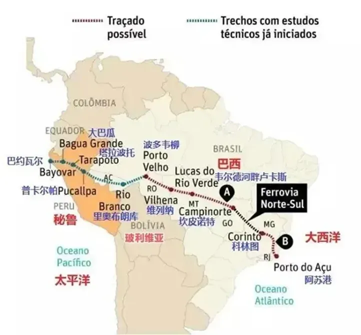 中国与巴西签署两洋铁路合作谅解备忘录，打造6500公里南美大陆桥
