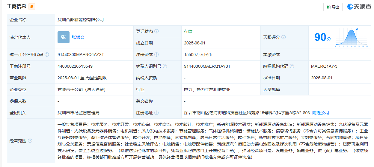 注资1.55亿！赣锋锂业在深圳成立新能源公司